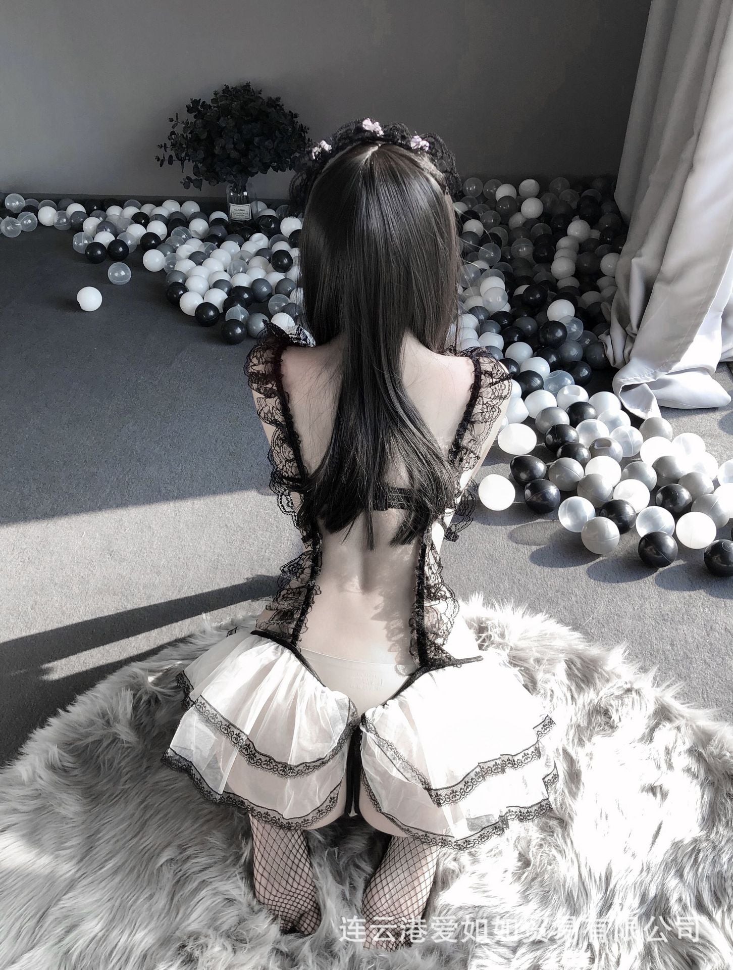 New Style Sexy Lingerie Cute Playful Little Maid Sexy Sheer Mesh Uniform Temptation Role Play Beautiful Set