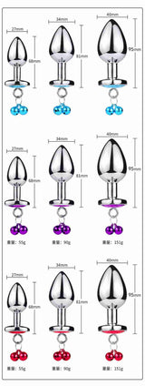 Metal Bell Heart-Shaped Anal Plug Adult Sex Toys Back Chamber Expansion Traction Chain Masturbation