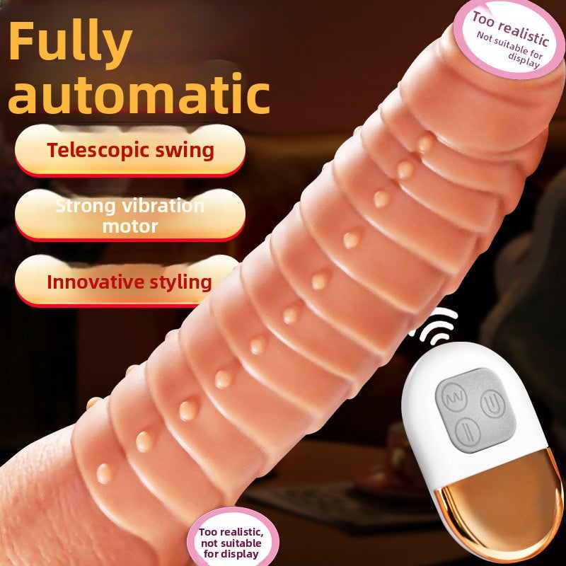 Consolador telescópico realista de pene falso, masturbador femenino de silicona, vibrador, juguetes sexuales para adultos. 