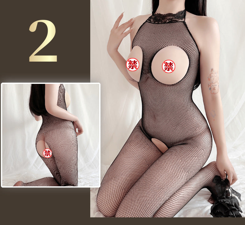 Sexy Lingerie Open Crotch Passion Set Transparent Temptation Sexy Stockings One-piece Fishnet Uniform
