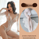 Sexy Lingerie Lace See-through Open Chest Hot Open Crotch No Need to Take Off Backless Teasing Bodysuit 5613
