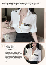 Sexy Erotic Lingerie Policewoman Uniform Temptation Role Play Set Hot Flirting Pajamas Women 5084