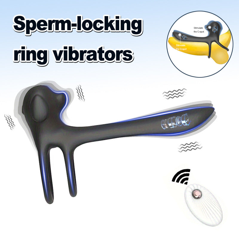 Male and Female Couple Resonance Delay Locking Semen Ring Double Ring Penis Sleeve Adult Sex Toys
