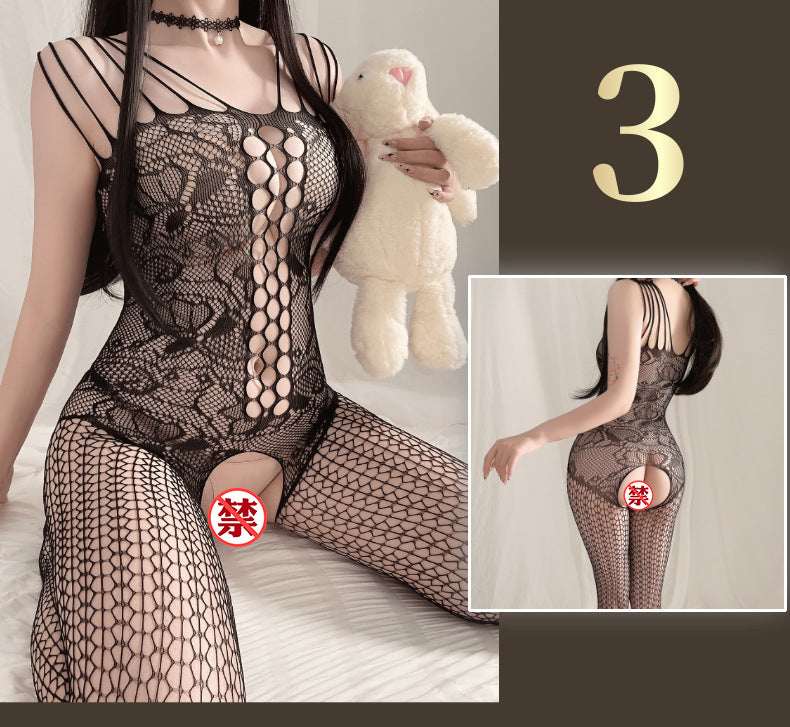Sexy Lingerie Open Crotch Passion Set Transparent Temptation Sexy Stockings One-piece Fishnet Uniform