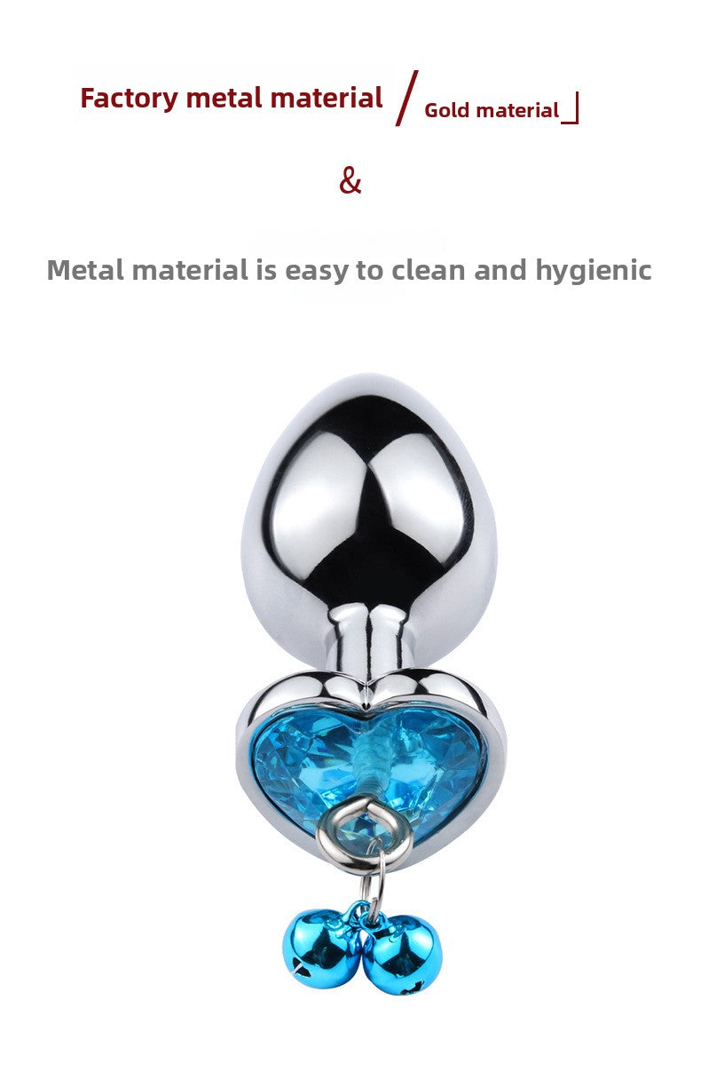 Tapón anal de metal con forma de corazón, juguete sexual para adultos, expansión de la cámara trasera, cadena de tracción, masturbación 