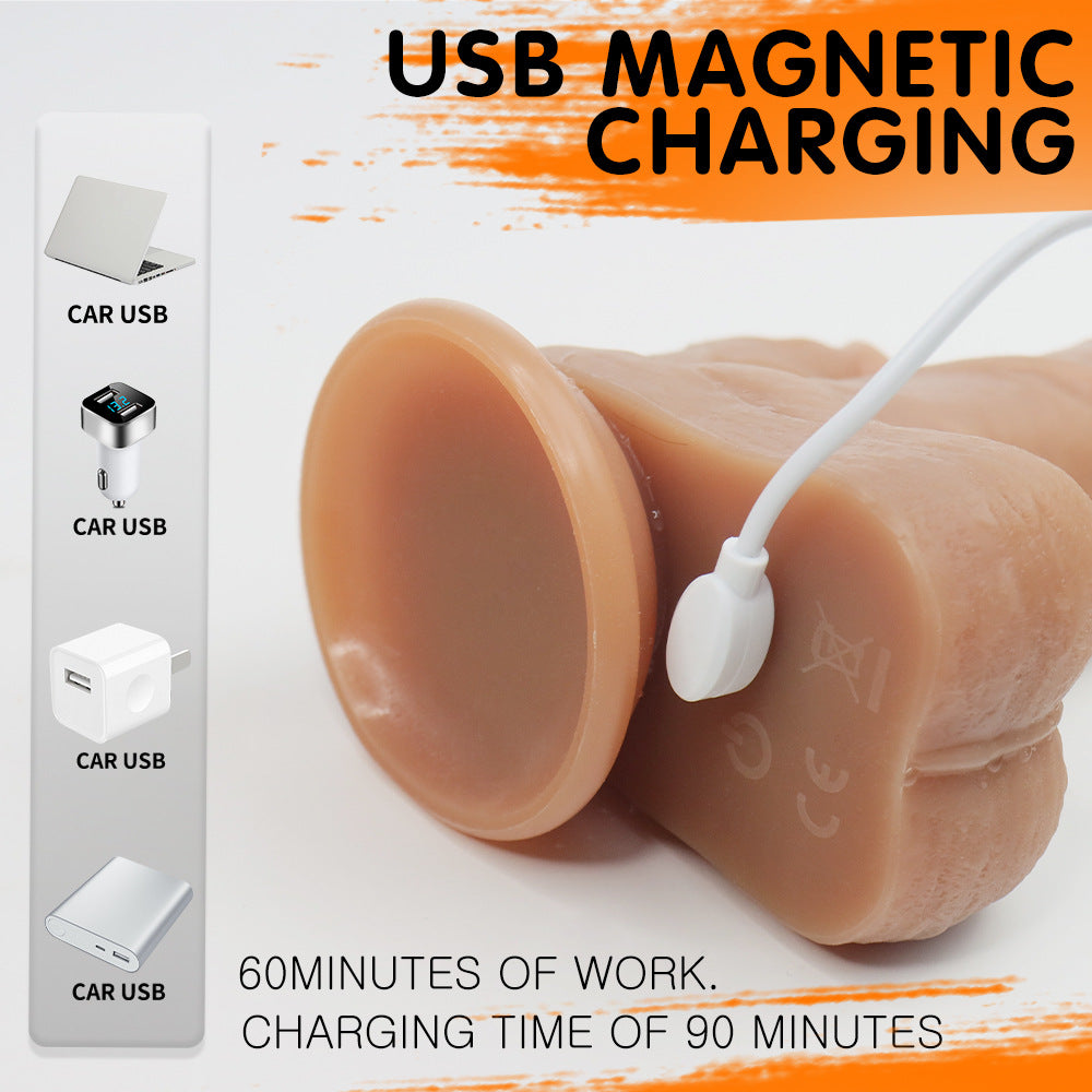 Remote Control Telescopic Heating Realistic Dildo Liquid Soft Flesh Tongue Licking Vibrating Swinging Dildo for Women