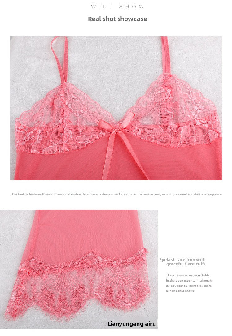 Sexy Lingerie for Women Plus Size See-through Temptation Strap Sexy Lace Nightdress Sleepwear Emotional Supplies Set