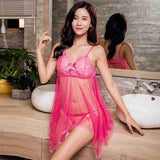Sexy Lingerie Lace Mesh Temptation Set Plus Size European and American Style Strap Sexy Sleepwear Sheer Nightdress