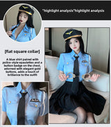 Sexy Lingerie Sexy Cop Blue Temptation Pleated Skirt Role Play Set 5634