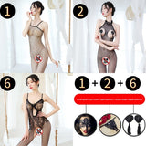 Sexy Lingerie Open Crotch Passion Set Transparent Temptation Sexy Stockings One-piece Fishnet Uniform