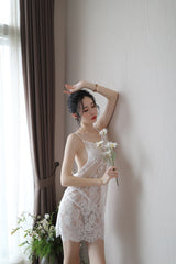 Sexy Nightdress New Style Erotic Lingerie for Women Backless Transparent Plus Size Lace Eyelash Nightdress