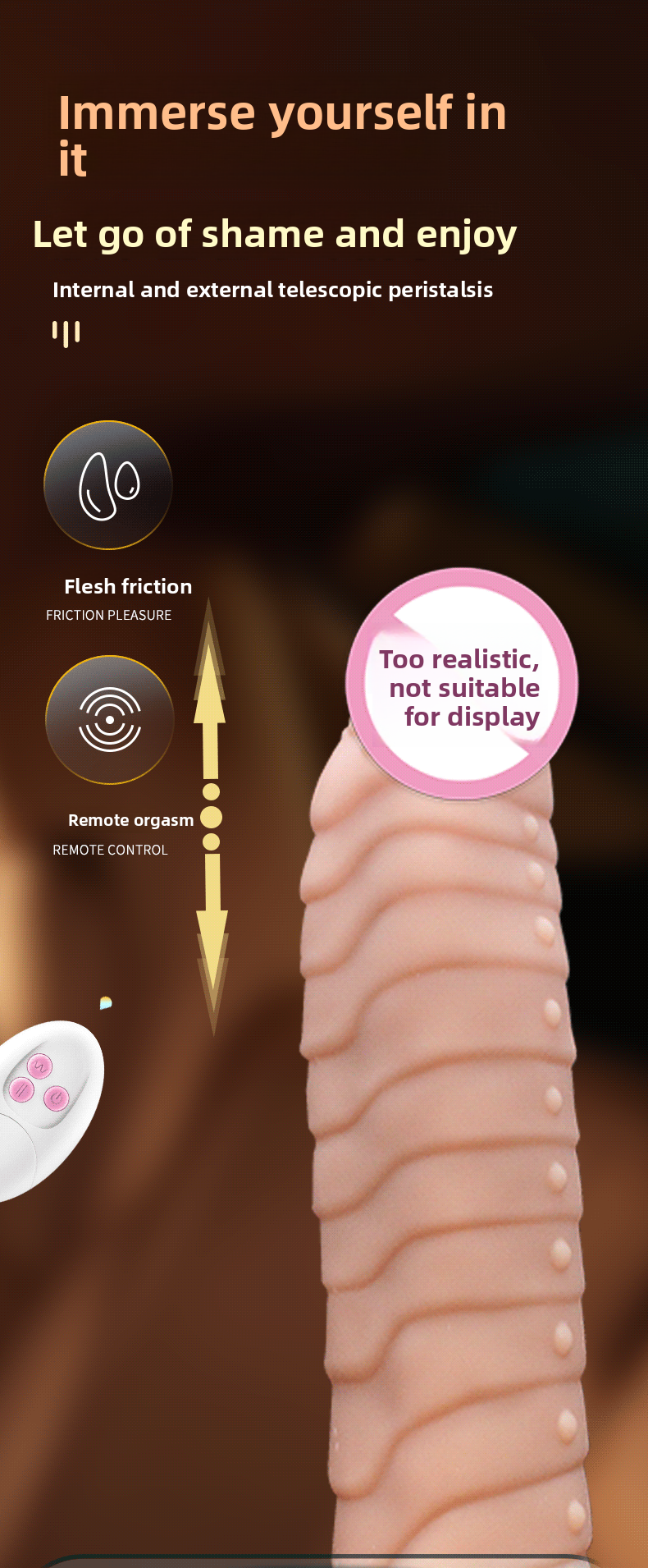 Consolador telescópico realista de pene falso, masturbador femenino de silicona, vibrador, juguetes sexuales para adultos. 
