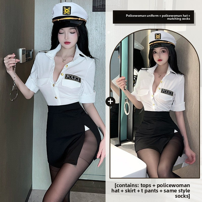 Sexy Erotic Lingerie Policewoman Uniform Temptation Role Play Set Hot Flirting Pajamas Women 5084