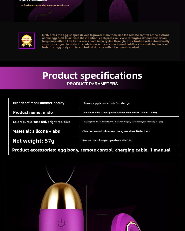 Vibrador inalámbrico femenino con control remoto y masturbador femenino silencioso 