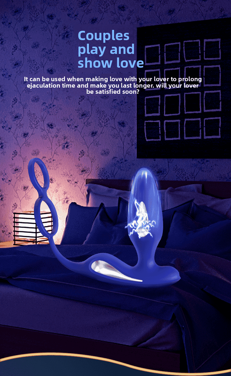 Male Prostate Massager Double Ring Semen Locking Ring Wireless Remote Control Current Back Court Supplies Vibrating Anal Plug