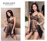 Sexy Lingerie Lace Mesh Temptation Set Plus Size European and American Style Strap Sexy Sleepwear Sheer Nightdress