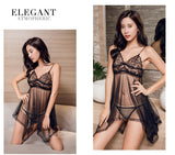 Sexy Lingerie Lace Mesh Temptation Set Plus Size European and American Style Strap Sexy Sleepwear Sheer Nightdress