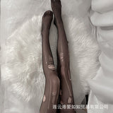 Brother, Don't Tear It, Flirting Hand-Torn Disposable Sexy Stockings for Women, Black Sexy Ripped Easy-Tear Socks W0
