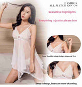 Sexy Lingerie Lace Mesh Temptation Set Plus Size European and American Style Strap Sexy Sleepwear Sheer Nightdress