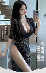 Sexy Lingerie Sexy Long Dress Lace Temptation High Slit Mature Hot Passion 8203