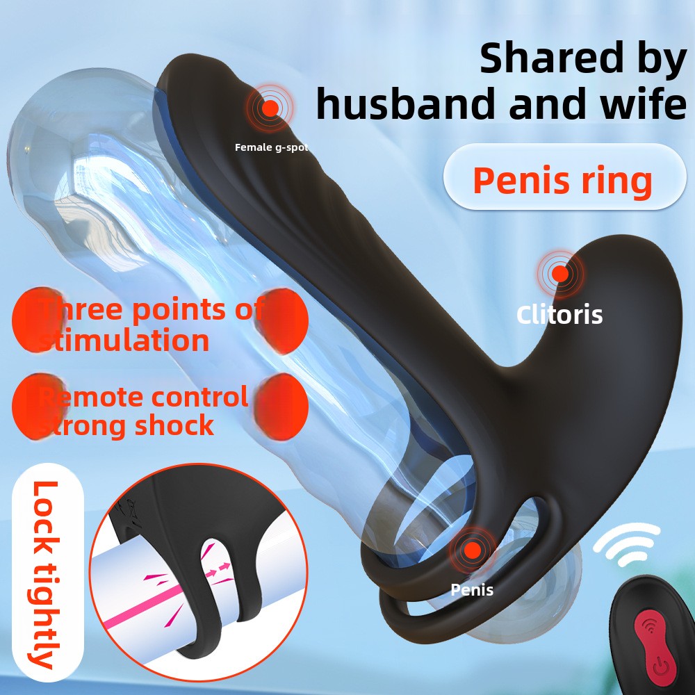 Locking Semen Ring Double Ring Three-Point Unisex Masturbator Silicone Insertable Vibrating Ring