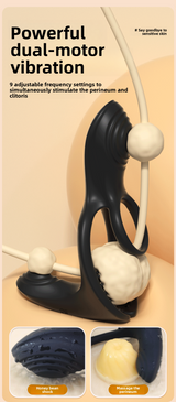 Double Ring Lock Semen Ring Vibration Couple Resonance Male Wearable Masturbator Clitoral Stimulation Adult Sex Toys