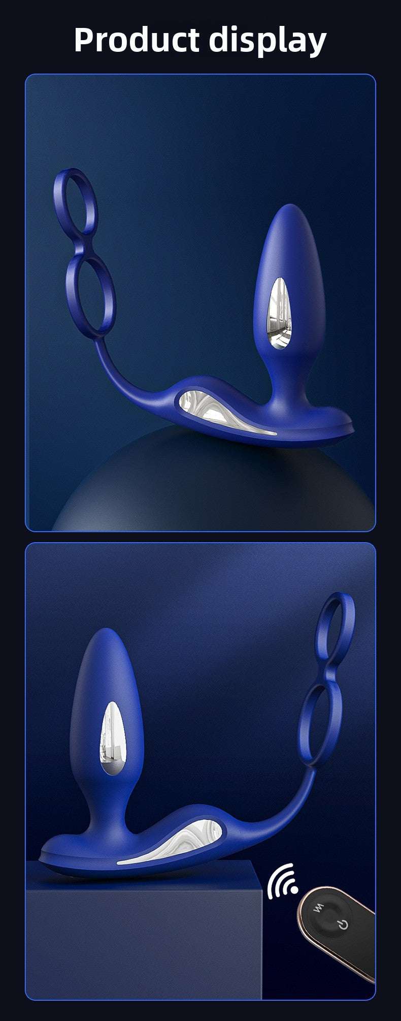Male Prostate Massager Double Ring Semen Locking Ring Wireless Remote Control Current Back Court Supplies Vibrating Anal Plug
