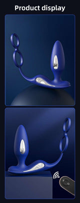 Male Prostate Massager Double Ring Semen Locking Ring Wireless Remote Control Current Back Court Supplies Vibrating Anal Plug