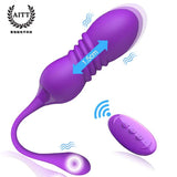 Huevo vibrador telescópico con control remoto inalámbrico para mujeres, masajeador vibratorio de silicona, juguetes sexuales para adultos