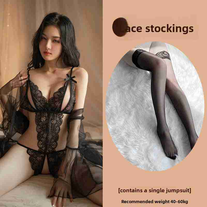 Sexy Lingerie Lace See-through Open Chest Hot Open Crotch No Need to Take Off Backless Teasing Bodysuit 5613