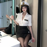 Sexy Erotic Lingerie Policewoman Uniform Temptation Role Play Set Hot Flirting Pajamas Women 5084