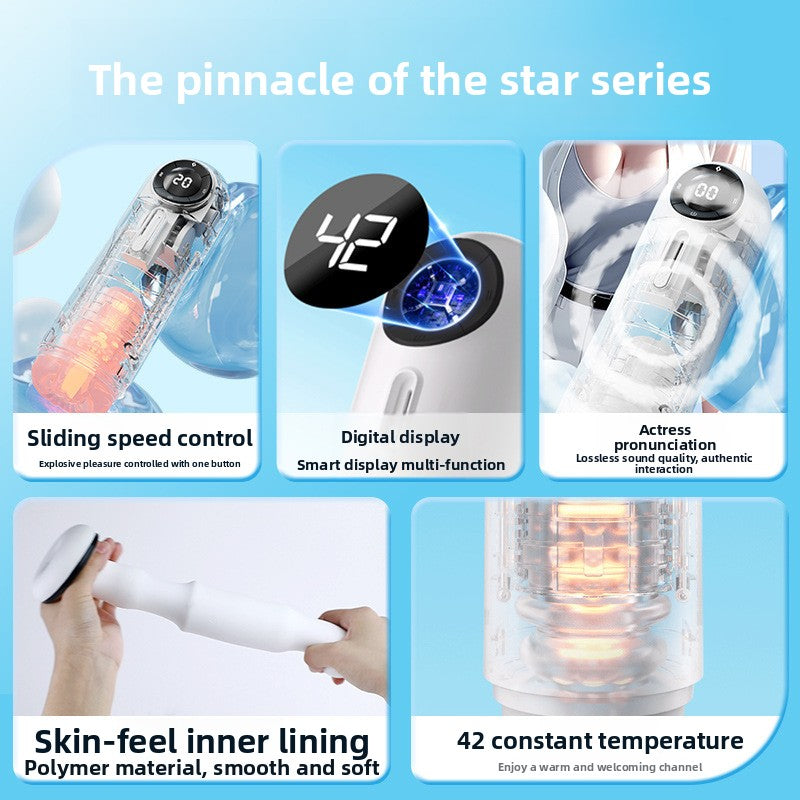 Fully Automatic Telescopic Vibrating Heating Aircraft Cup Male Masturbator Penis Exerciser Adult Sex Toys