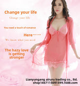 Sexy Lingerie for Women Plus Size See-through Temptation Strap Sexy Lace Nightdress Sleepwear Emotional Supplies Set