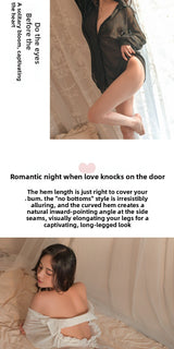 Sexy Lingerie Sexy Backless Boyfriend Shirt No Need to Take Off See-through Temptation Chiffon Pajamas Homewear 5713