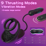 New Dual Ring Locking Semen Ring Vibrating Remote Control Telescopic Insertion Shared Prostate Massager Semen Locking
