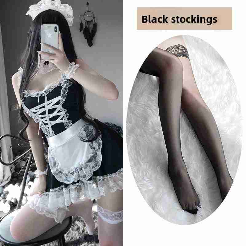 High-End Sexy Lingerie Sexy Maid Costume Maid Uniform Role Play Lace Female Slave Pajamas Hollow Out Fun Set