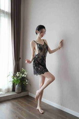 Sexy Nightdress New Style Erotic Lingerie for Women Backless Transparent Plus Size Lace Eyelash Nightdress