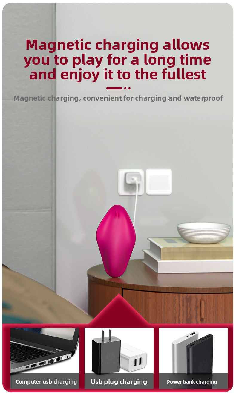 Magnetic Suction Wearable Vibrator for Women, Non-Intrusive Strong Vibration Double-Layer Silicone Female Masturbator, Erotic Vibrator