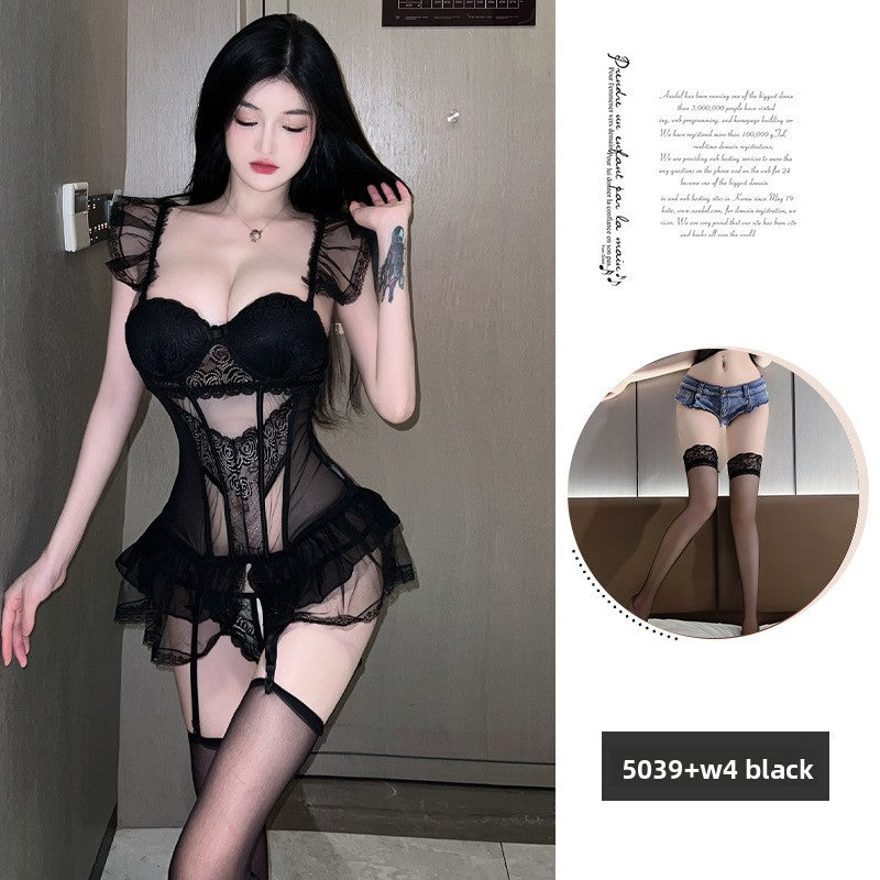 Sexy Lingerie with Underwire, Shaping Vest, Small Chest Enhancing, One-piece Passionate No-Remove Set for Women 5039