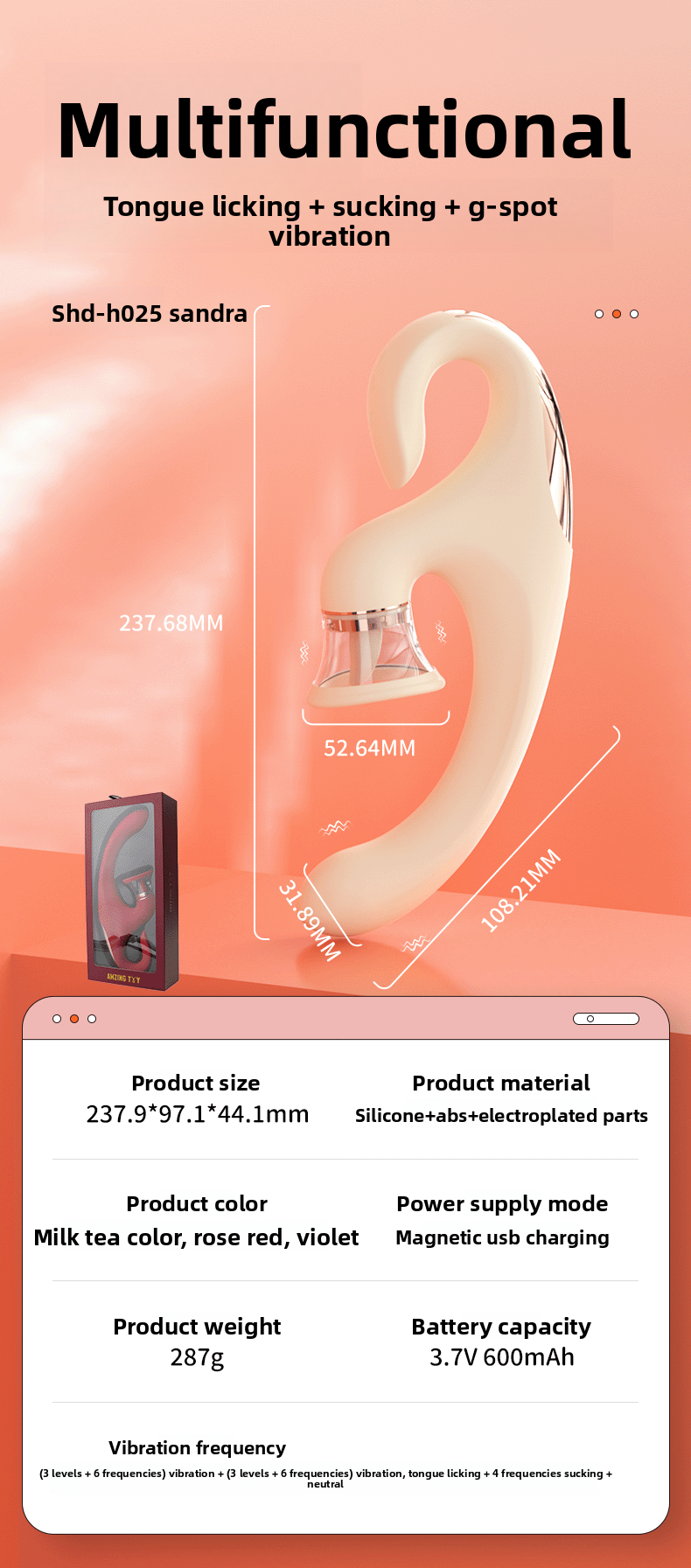 Hot-Selling Sucking Tongue Licking Vibrator for Women Strong Vibration Multi-Functional Female Masturbator Adult Sex Toy Masturbation Stick