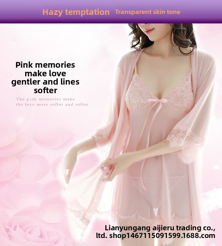 Sexy Lingerie for Women Plus Size See-through Temptation Strap Sexy Lace Nightdress Sleepwear Emotional Supplies Set