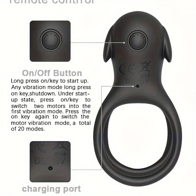 Male and Female Couple Resonance Delay Locking Semen Ring Double Ring Penis Sleeve Adult Sex Toys