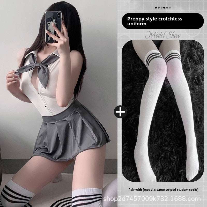 Sexy Lingerie Sexy Small Chest Backless Cute Student Outfit College Style JK One-Piece Uniform Temptation 5169