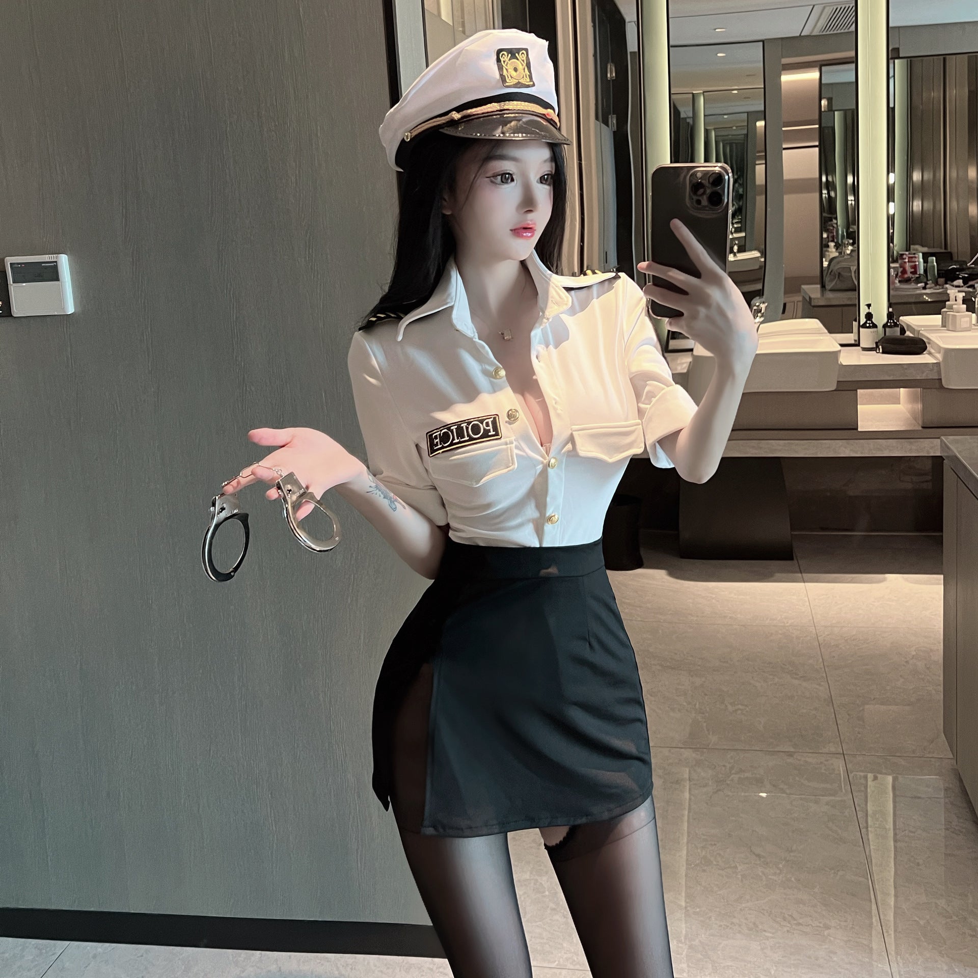 Sexy Erotic Lingerie Policewoman Uniform Temptation Role Play Set Hot Flirting Pajamas Women 5084