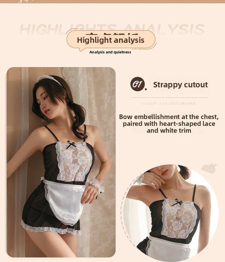 Sexy and Fun Sweet Cute Mesh See-through Temptation Hot Maid Uniform Set 1251