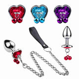 Metal Bell Heart-Shaped Anal Plug Adult Sex Toys Back Chamber Expansion Traction Chain Masturbation