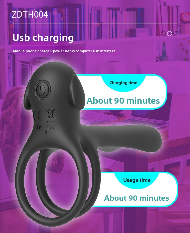 Unisex Vibrating Delay Licking Dog Electric Semen Locking Ring Double Ring Penis Sleeve Wireless Adult Male Products Toys