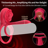 Hot-selling Rose Flower Wearable Vibrating Locking Semen Ring for Couples, Male Use