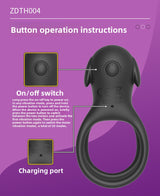 Unisex Vibrating Delay Licking Dog Electric Semen Locking Ring Double Ring Penis Sleeve Wireless Adult Male Products Toys