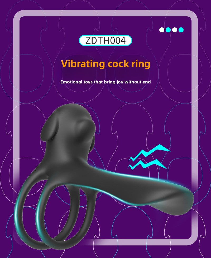 Unisex Vibrating Delay Licking Dog Electric Semen Locking Ring Double Ring Penis Sleeve Wireless Adult Male Products Toys